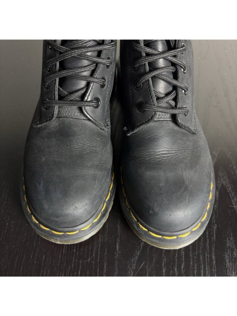 Dr. DOC MARTENS Womens Size 7 Serena Black Leather Combat Boots Faux Fur Lining - Picture 4 of 8
